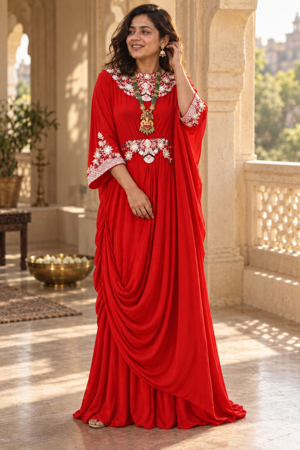 Gul - Red Draped Kaftan
