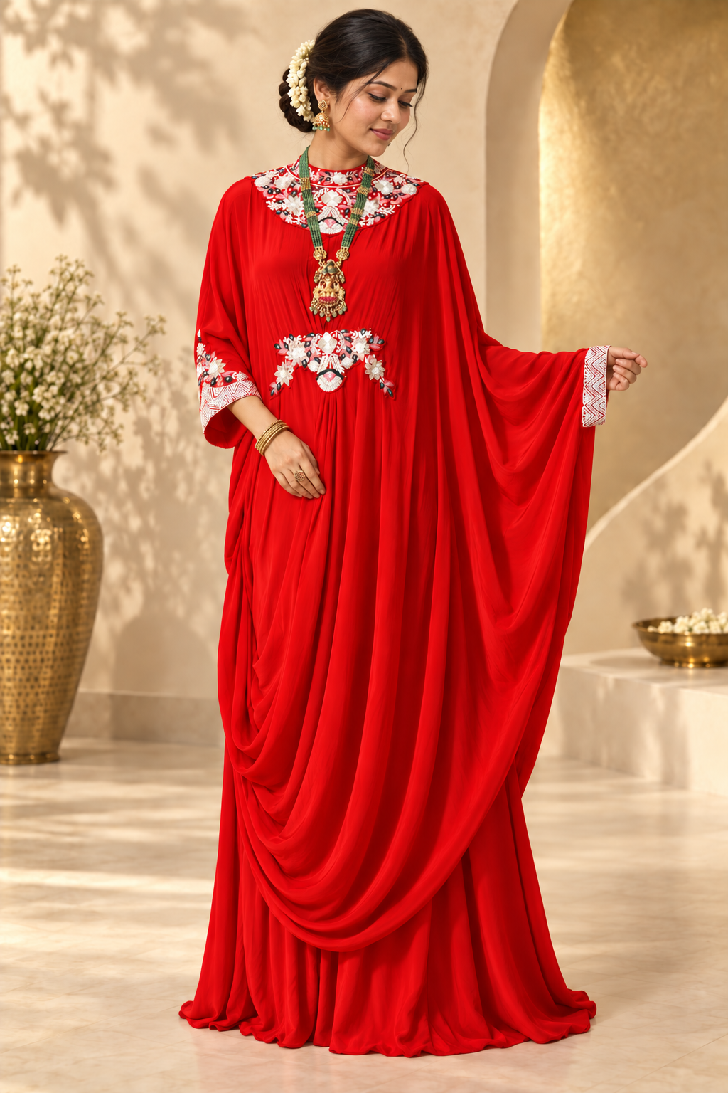 Gul - Red Draped Kaftan