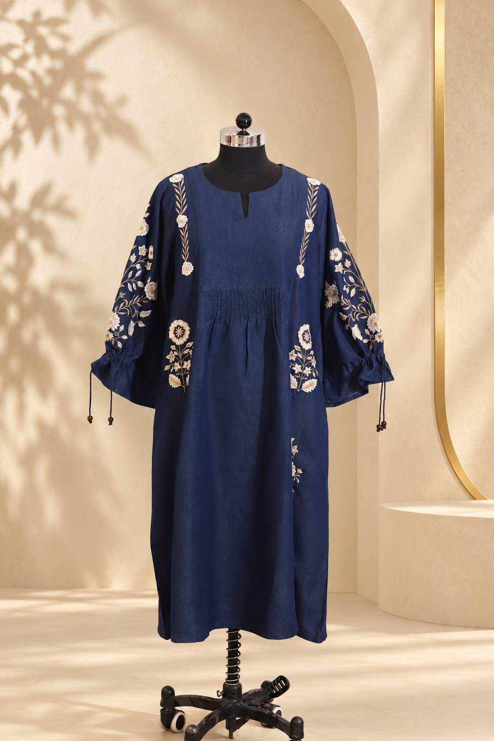 Kiara - Midnight Blue Embroidered Dress