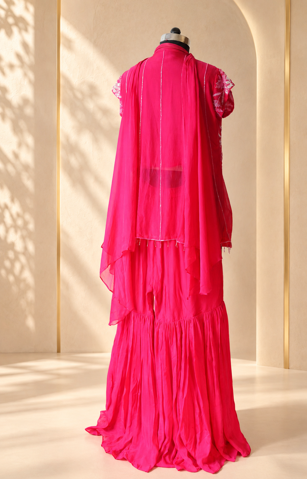 Aadhya - Rani Pink Sequin Embroidered Kurta Sharara Set