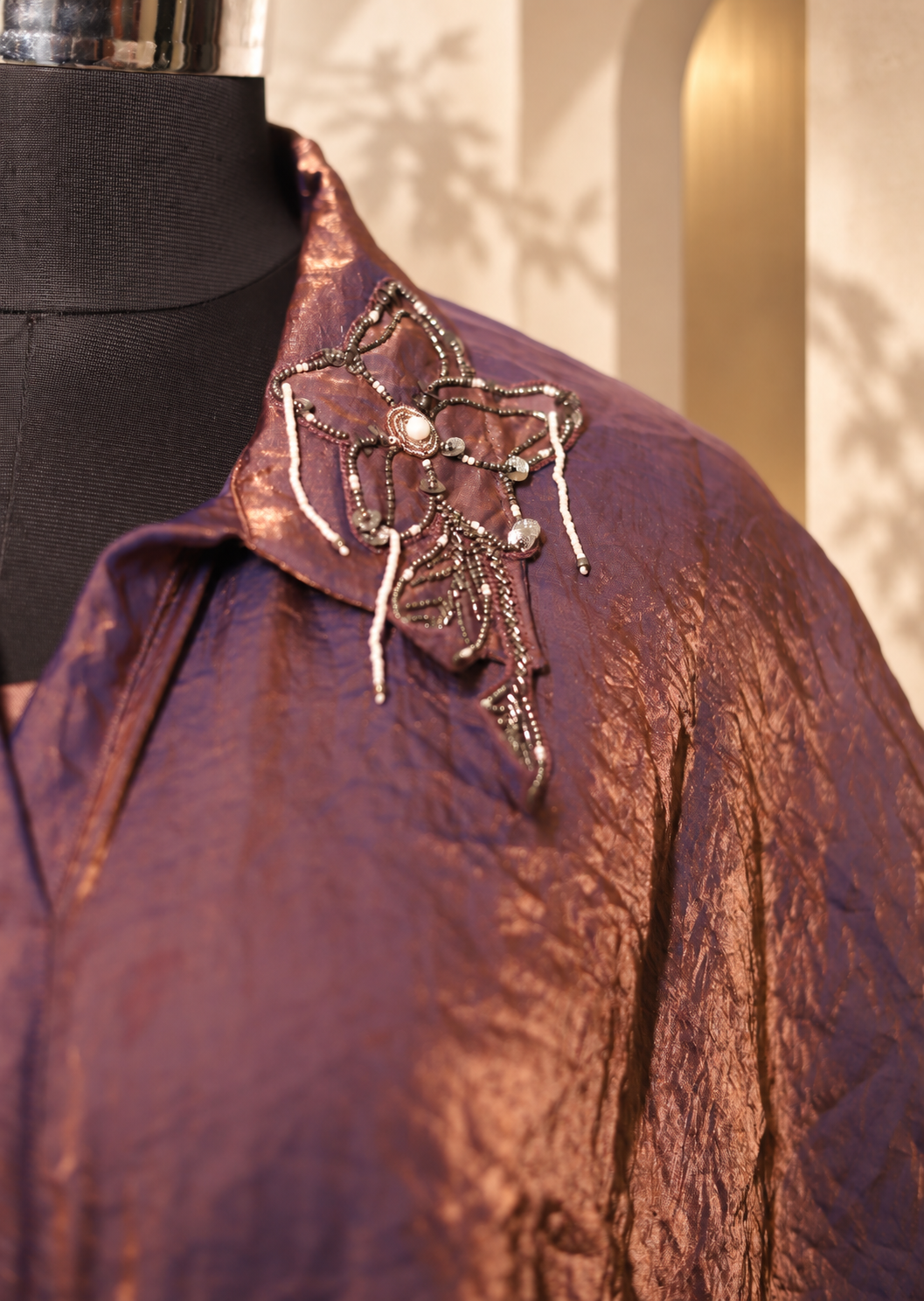 Gul - Purple Metallic Draped Kaftan Gown