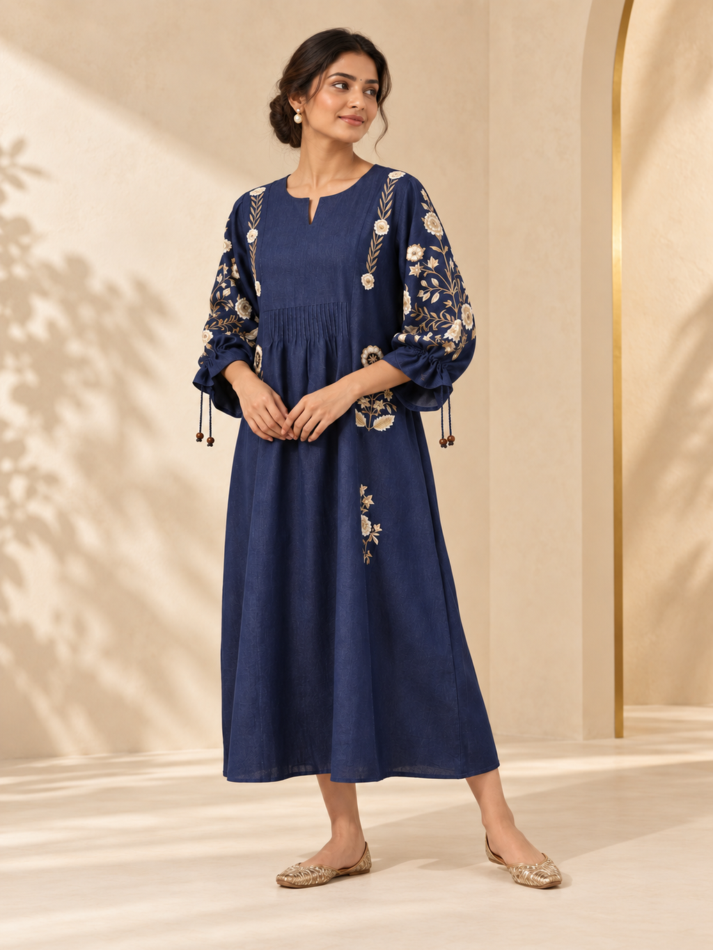 Kiara - Midnight Blue Embroidered Dress