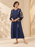 Kiara - Midnight Blue Embroidered Dress